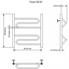Полотенцесушитель водяной Aquanet Paolo 60x40