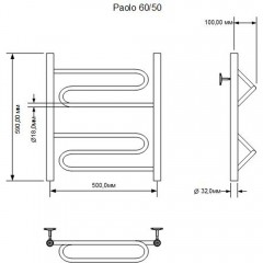 Полотенцесушитель водяной Aquanet Paolo 60x50
