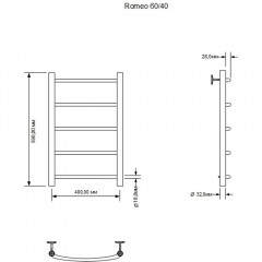 Полотенцесушитель водяной Aquanet Romeo 60x40