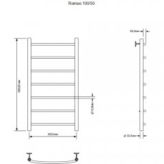 Полотенцесушитель водяной Aquanet Romeo 100x50