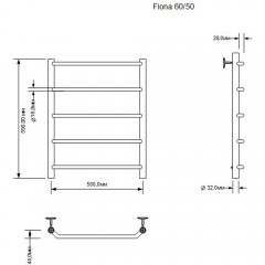 Полотенцесушитель электрический Aquanet Fiona 60x50