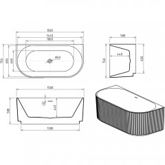Ванна акриловая Royal Bath Nero RB611900WT 150x75