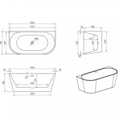 Ванна акриловая Royal Bath Riva RB610210WT 150x75