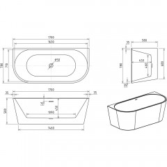 Ванна акриловая Royal Bath Riva RB610212CH 170x78