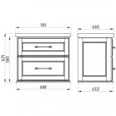 Тумба с раковиной ASB-Woodline Венеция 70 орех антикварный массив ясеня