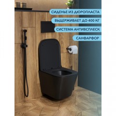 Унитаз подвесной Watersense Eva S Black безободковый