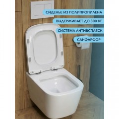 Унитаз подвесной Watersense Eva безободковый