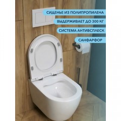 Унитаз подвесной Watersense Milana безободковый