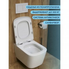 Унитаз подвесной Watersense Eva Vortex PP безободковый торнадо