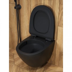 Унитаз подвесной Watersense Milana Pro Vortex Black безободковый торнадо