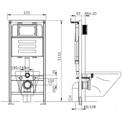 Инсталляция для подвесного унитаза Watersense Alina 52