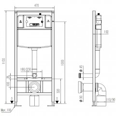 Инсталляция для подвесного унитаза Watersense Alina 55