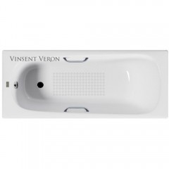 Ванна чугунная Vinsent Veron Concept VCO1507042H/VH0012CH-AS 150x70 с ручками и антискользящим покрытием