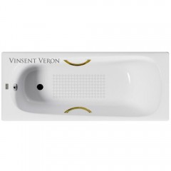 Ванна чугунная Vinsent Veron Concept VCO1607042H/VH0015GD-AS 160x70 с ручками и антискользящим покрытием
