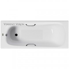 Ванна чугунная Vinsent Veron Concept VCO1607042H/VH0012BL-AS 160x70 с ручками и антискользящим покрытием