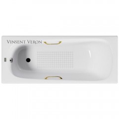 Ванна чугунная Vinsent Veron Concept VCO1607042H/VH0012GD-AS 160x70 с ручками и антискользящим покрытием