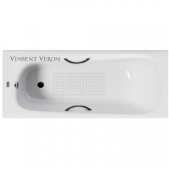 Ванна чугунная Vinsent Veron Concept VCO1657042H/VH0015BL-AS 165x70 с ручками и антискользящим покрытием