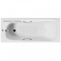 Ванна чугунная Vinsent Veron Concept VCO1657042H/VH0012BR-AS 165x70 с ручками и антискользящим покрытием