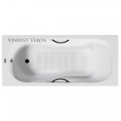 Ванна чугунная Vinsent Veron Aura VAU1707042H/VH0015BL-AS 170x70 с ручками и антискользящим покрытием