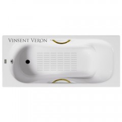 Ванна чугунная Vinsent Veron Aura VAU1707042H/VH0015GD-AS 170x70 с ручками и антискользящим покрытием
