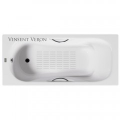 Ванна чугунная Vinsent Veron Aura VAU1707542H/VH0015CH-AS 170x75 с ручками и антискользящим покрытием