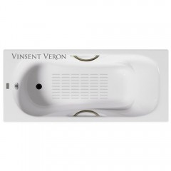 Ванна чугунная Vinsent Veron Aura VAU1707542H/VH0015BR-AS 170x75 с ручками и антискользящим покрытием