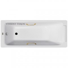 Ванна чугунная Vinsent Veron Italon VIT1707045H/VH0012GD-AS 170x70 с ручками и антискользящим покрытием