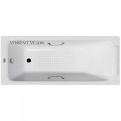 Ванна чугунная Vinsent Veron Italon VIT1707045H/VH0012BR-AS 170x70 с ручками и антискользящим покрытием