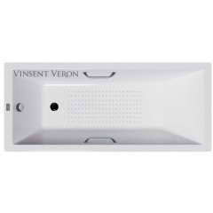 Ванна чугунная Vinsent Veron Square VSQ1707545H/VH0012CH-AS 170x75 с ручками и антискользящим покрытием