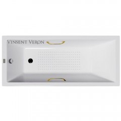 Ванна чугунная Vinsent Veron Square VSQ1707545H/VH0012GD-AS 170x75 с ручками и антискользящим покрытием