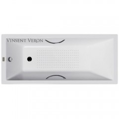 Ванна чугунная Vinsent Veron Square VSQ1707545H/E60327CH-AS 170x75 с ручками и антискользящим покрытием