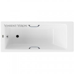 Ванна чугунная Vinsent Veron Tampa VTP1707042H/VH0012CH-AS 170x70 с ручками и антискользящим покрытием