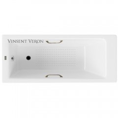 Ванна чугунная Vinsent Veron Tampa VTP1707042H/VH0012BR-AS 170x70 с ручками и антискользящим покрытием
