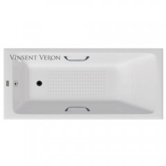 Ванна чугунная Vinsent Veron Kingston VKN1808050H/VH0012CH-AS 180x80 с ручками и антискользящим покрытием