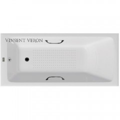 Ванна чугунная Vinsent Veron Kingston VKN1808050H/VH0012BL-AS 180x80 с ручками и антискользящим покрытием