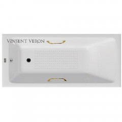 Ванна чугунная Vinsent Veron Kingston VKN1808050H/VH0012GD-AS 180x80 с ручками и антискользящим покрытием