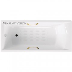 Ванна чугунная Vinsent Veron Devon VDV1807045H/VH0012GD-AS 180x70 с ручками и антискользящим покрытием