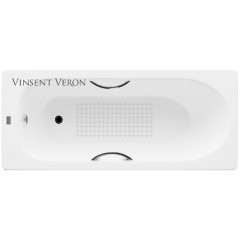 Ванна чугунная Vinsent Veron Soissons VCN1707042H/VH0015CH-AS 170x70 с ручками и антискользящим покрытием