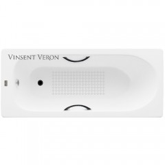 Ванна чугунная Vinsent Veron Soissons VCN1707042H/VH0015BL-AS 170x70 с ручками и антискользящим покрытием