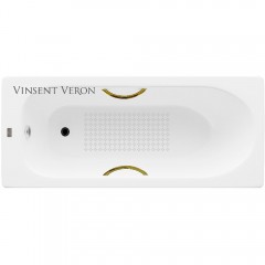 Ванна чугунная Vinsent Veron Soissons VCN1707042H/VH0015GD-AS 170x70 с ручками и антискользящим покрытием