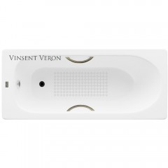 Ванна чугунная Vinsent Veron Soissons VCN1707042H/VH0015BR-AS 170x70 с ручками и антискользящим покрытием