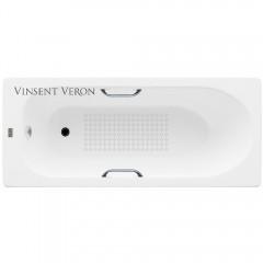 Ванна чугунная Vinsent Veron Soissons VCN1707042H/VH0012CH-AS 170x70 с ручками и антискользящим покрытием