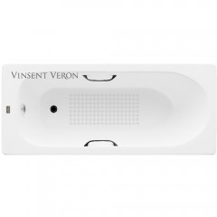Ванна чугунная Vinsent Veron Soissons VCN1707042H/VH0012BL-AS 170x70 с ручками и антискользящим покрытием