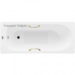 Ванна чугунная Vinsent Veron Soissons VCN1707042H/VH0012GD-AS 170x70 с ручками и антискользящим покрытием