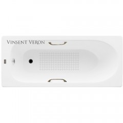 Ванна чугунная Vinsent Veron Soissons VCN1707042H/VH0012BR-AS 170x70 с ручками и антискользящим покрытием