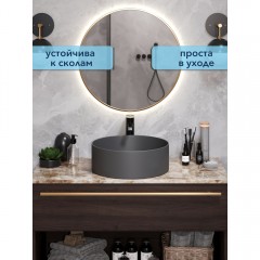 Раковина накладная Watersense Milana D41 графит матовый