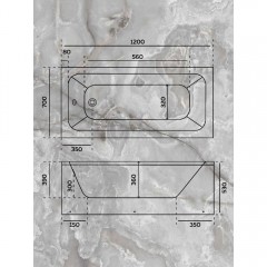 Ванна акриловая Watersense Eva Pro 120x70 белый