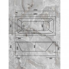 Ванна акриловая Watersense Eva Pro 170x70 белый