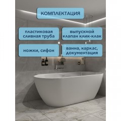 Ванна акриловая Watersense Alina 170x80 белый матовый