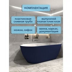 Ванна акриловая Watersense Alina 170x80 синий матовый